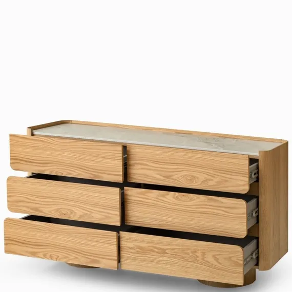 Комод Velto с 6 ящиками, 140х72х40 см, светлый дуб, керамика