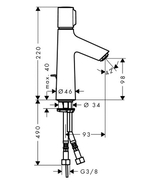 Смеситель для раковины Hansgrohe 72042000 Talis Select S 100, однорычажный, со сливным гарнитуром