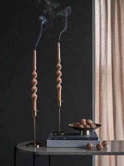 Набор из двух свечей светло-коричневого цвета из коллекции Essential, 35 см