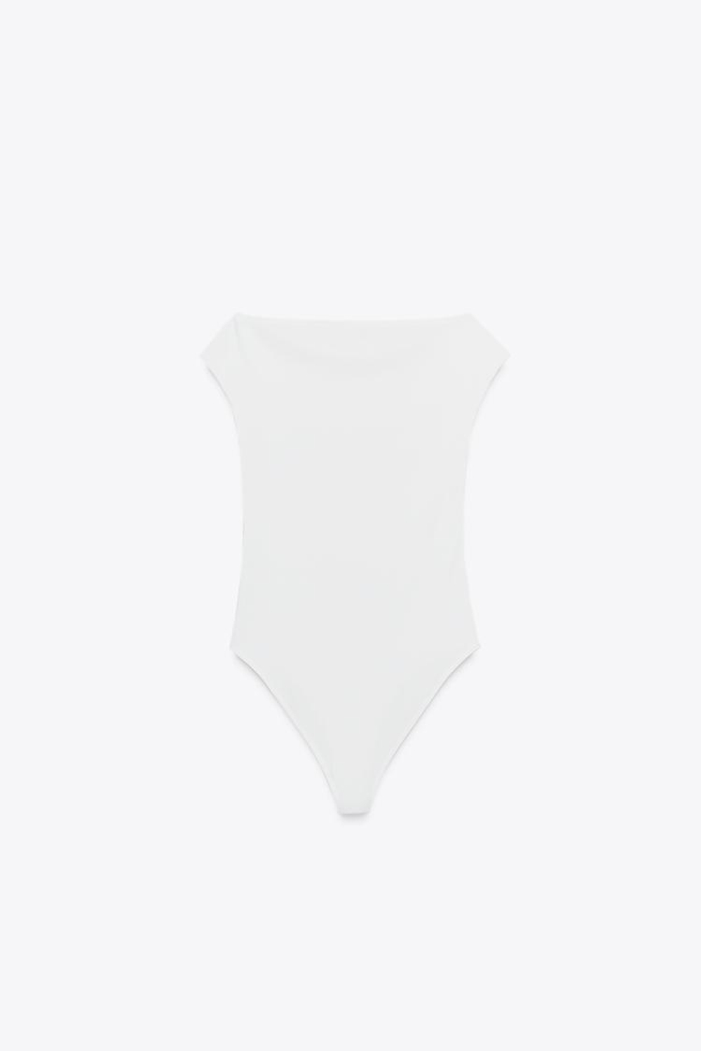 ZARA БОДИ ИЗ ПОЛИАМИДА, БЕЛЫЙ