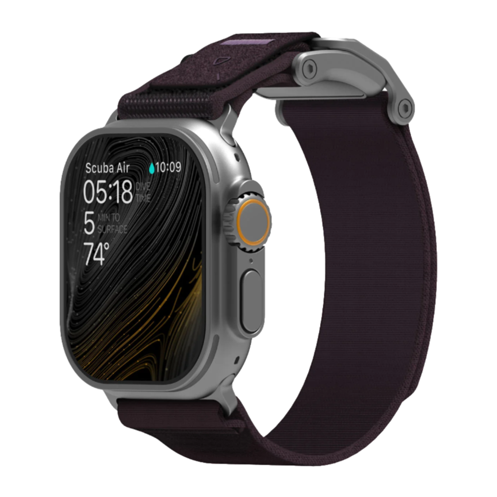 Нейлоновый браслет Aulumu A11 для Apple Watch 44, 45, 46 мм и Ultra 2–3 Браслет в футуристическом стиле с вельветоподобной отделкой, текстильной застёжкой и магнитной пряжкой из нержавеющей стали. На запястье обхватом 145–225 мм