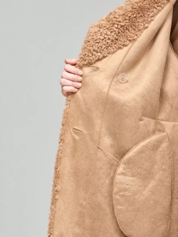 Шуба из шерсти мериноса чебурашка, песочная, SilverFox