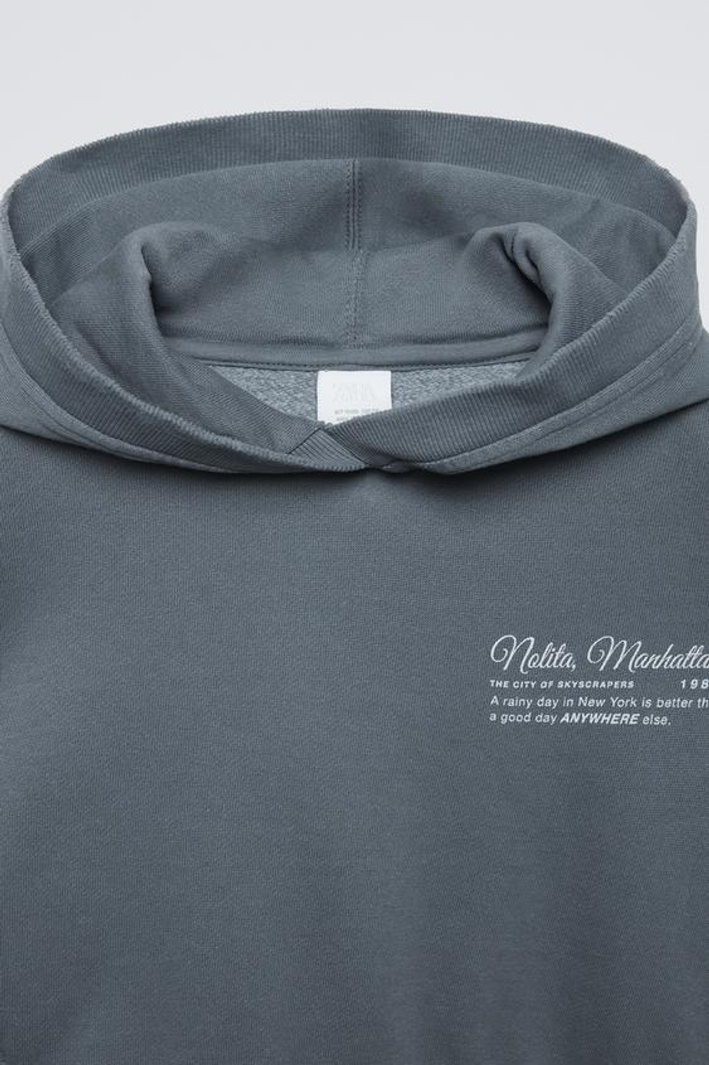 ZARA КОМПЛЕКТ ИЗ ХУДИ И БРЮК WIDE LEG ИЗ МЯГКОЙ ТКАНИ, СЕРО-СИНИЙ