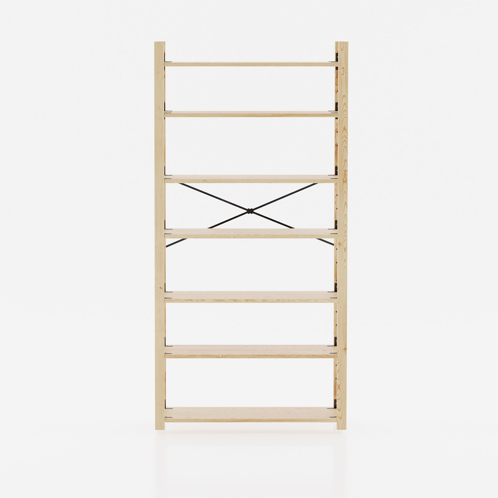 Стеллаж деревянный напольный с 7 полками Икеа ИВАР IVAR 179х89х30 см, стеллаж для хранения книг и игрушек, для цветов на балкон из массива сосны