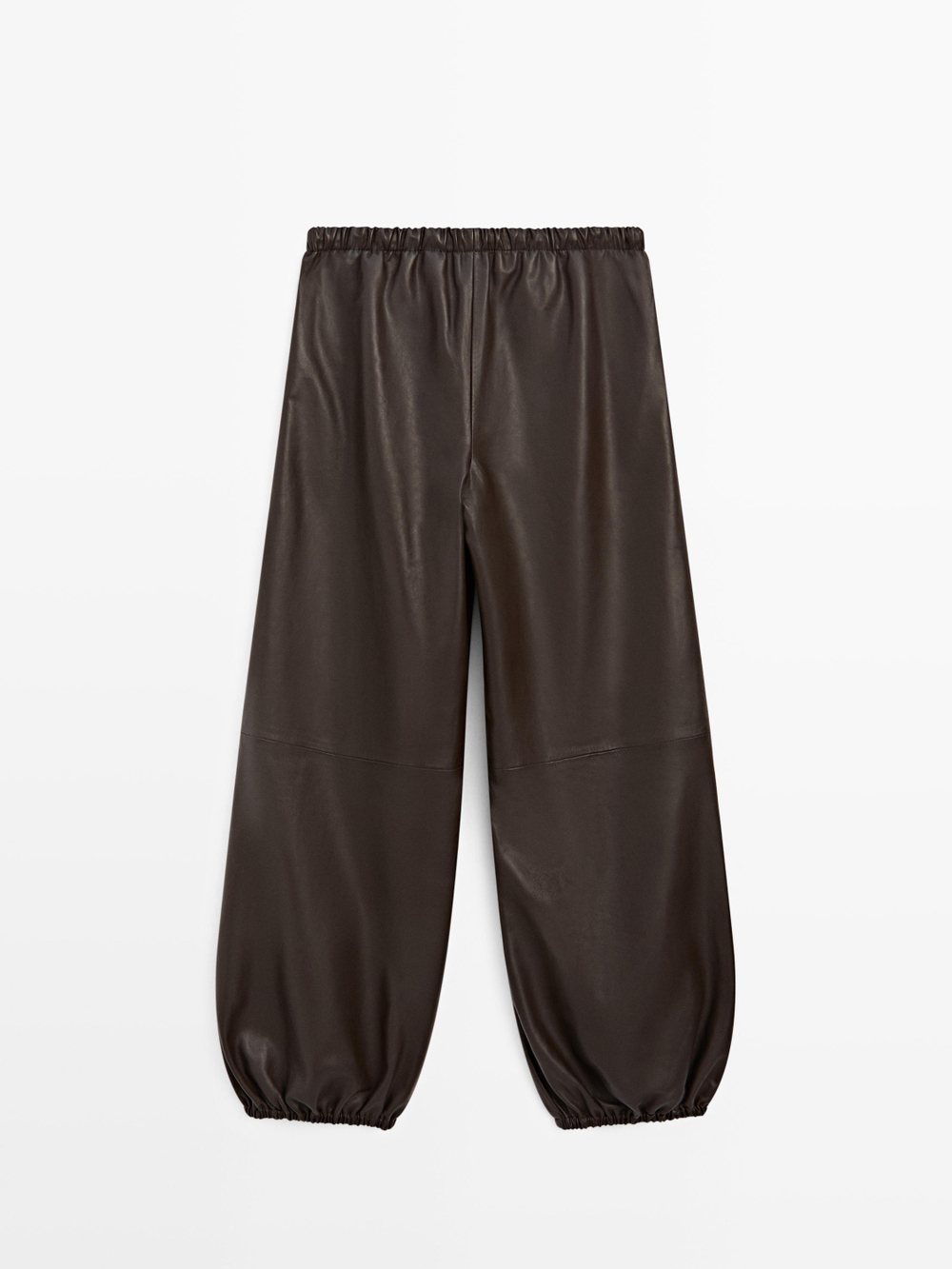 Massimo Dutti Брюки саруэль из кожи наппа, коричневый