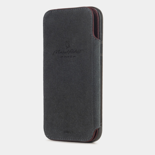 Чехол-книжка кожаная для iPhone 17 Air, теленок бордового цвета