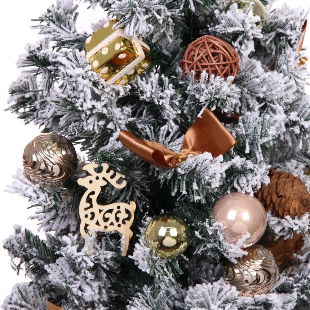 Елка декоративная «Сказка» 90 см, ПВХ с белым напылением (136 веток), Шампань