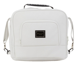 Детская коляска Adamex Luciano Deluxe 2 в 1 Q107-C (БЕЛ 100% КОЖА-ЧЕРНАЯ РАМА)