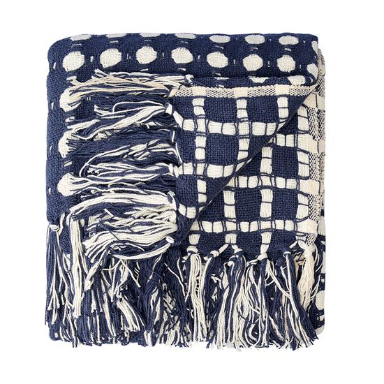 Покрывало из хлопка polka dots темно-синего цвета из коллекции essential, 230х250 см