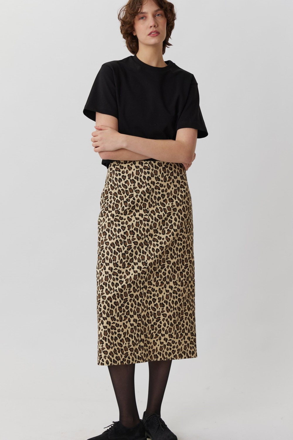 Юбка с разрезом с леопардовым принтом