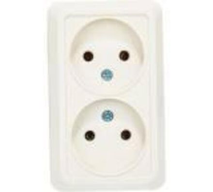 Розетка двухместная "UNIVersal" серия "Олимп" б/з, о/у, 16А, 220В, "слоновая кость" (ivory)