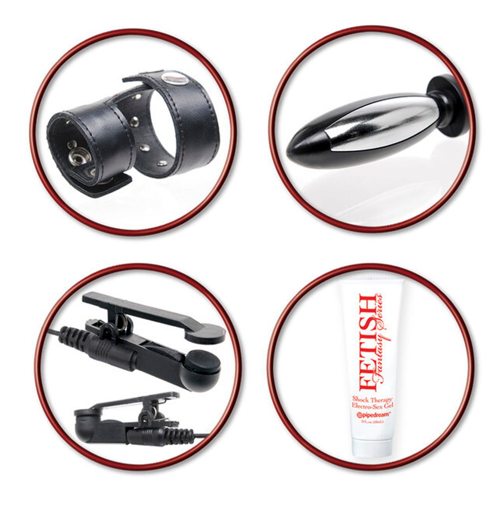 Набор для электростимуляции эрогенных зон Deluxe Shock Therapy Travel Kit (Цвет: черный с белым)