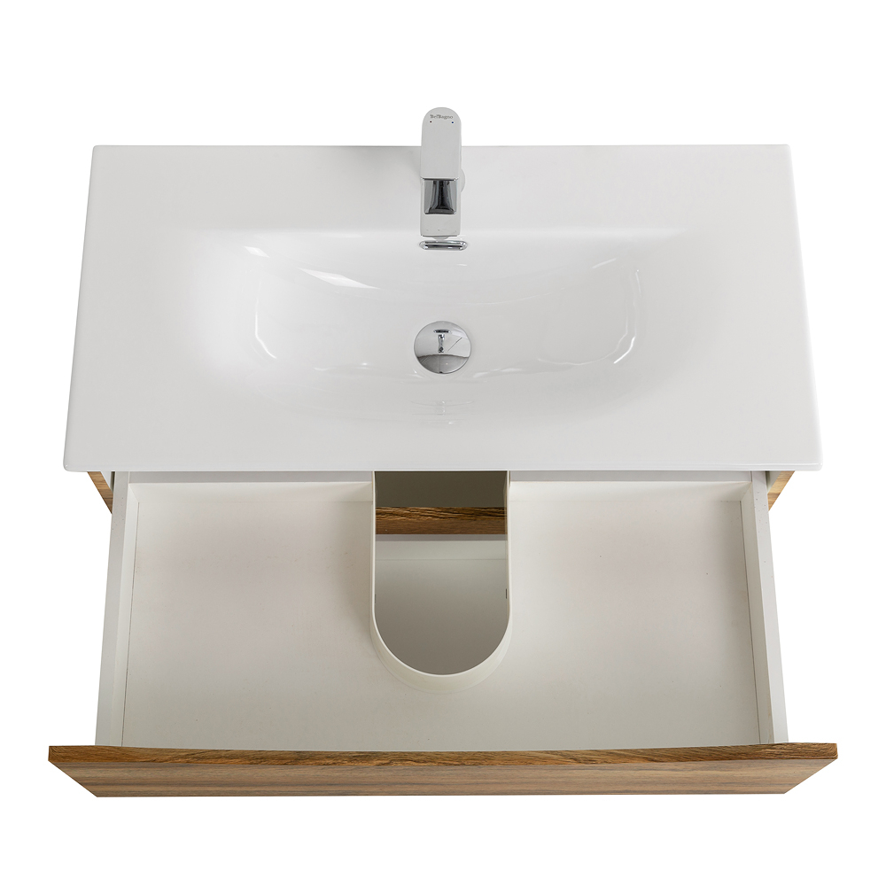 Тумба с раковиной подвесная BelBagno MARINO-CER-MINI-900-2C-SO-RR-P Rovere Rustico, раковина белая BB-8099-3-90