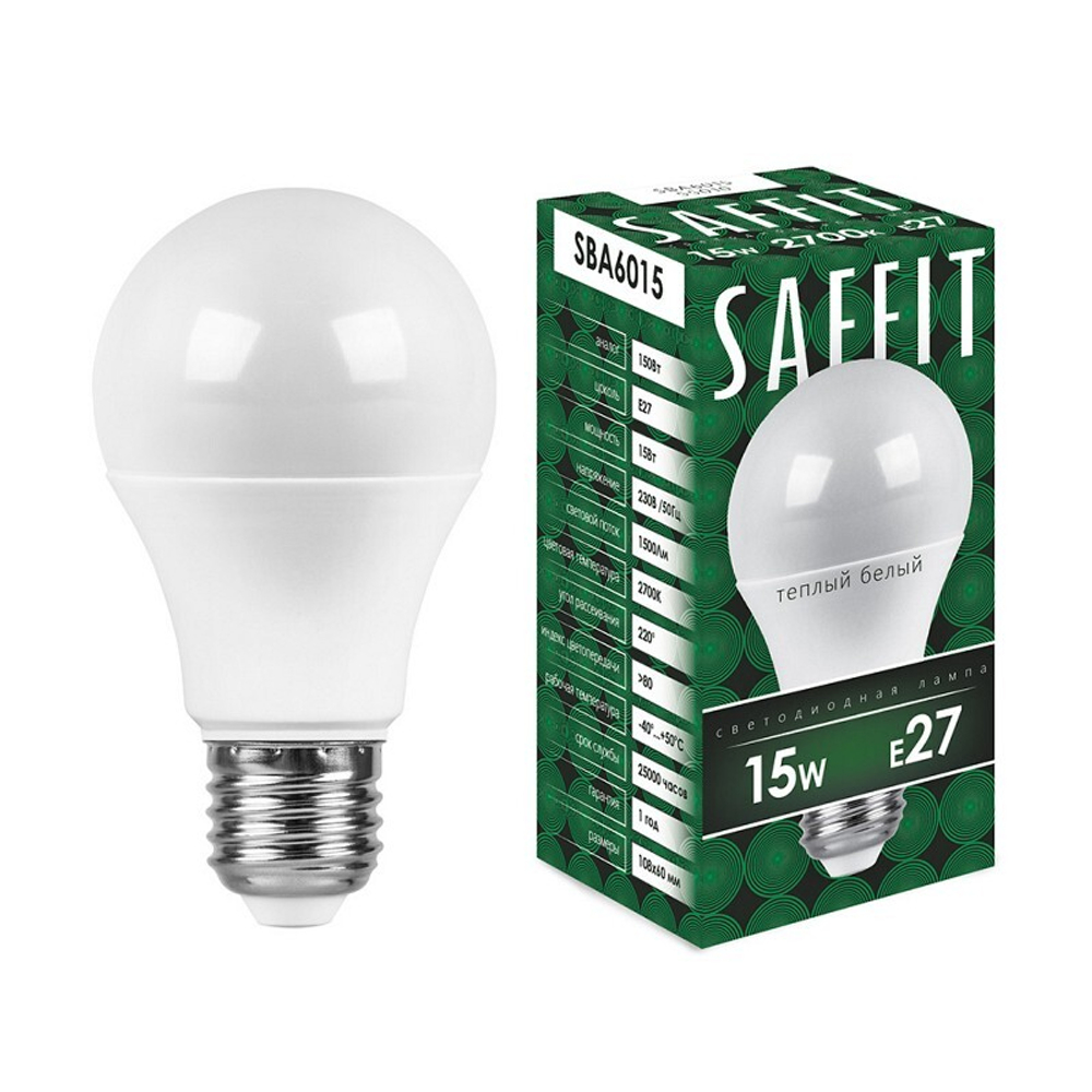 Лампа светодиодная. 15W 230V E27 2700K A60. SBA6015