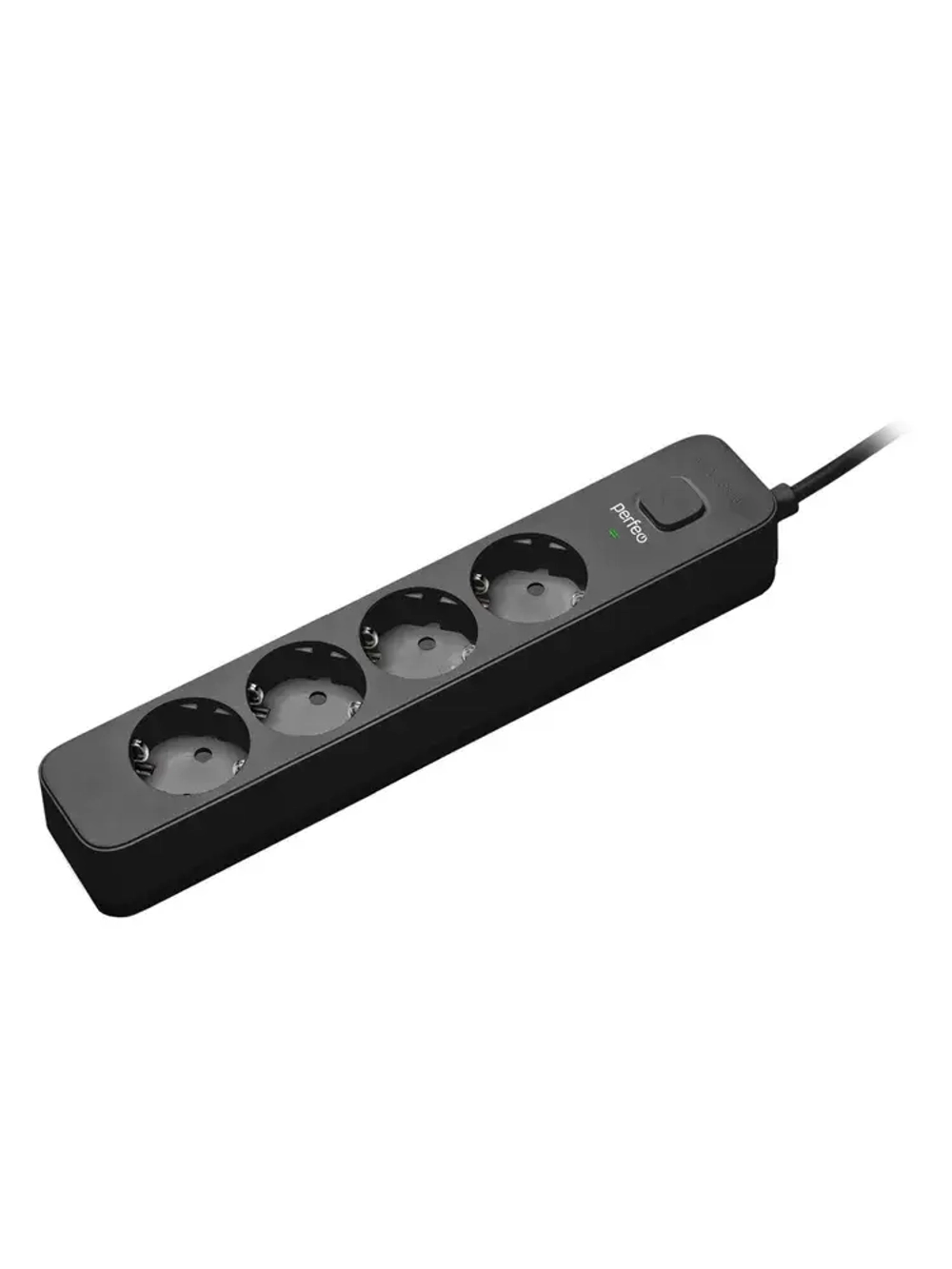 Сетевой фильтр Perfeo "POWER STREAM", 2500W, 1,5м, 4 розетки, черный.