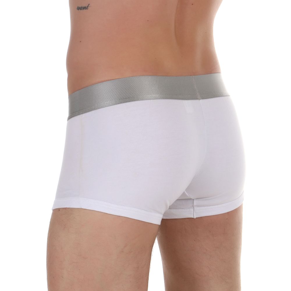 Мужские трусы боксеры белые с салатовой надписью Calvin Klein