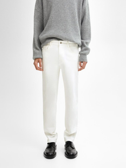 Massimo Dutti Зауженные джинсы из смесового хлопка, натуральный, кремовый