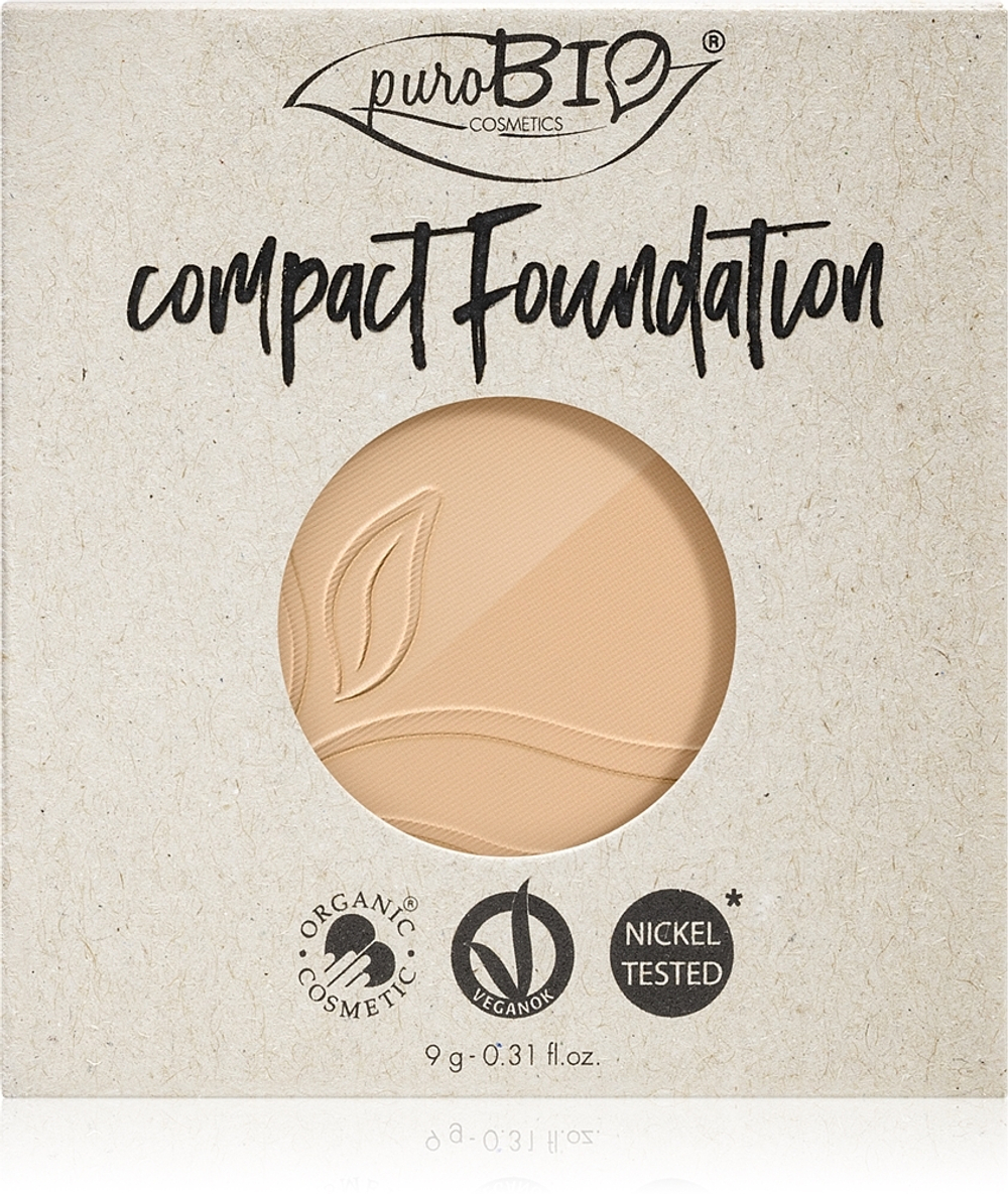 puroBIO Cosmetics Compact Foundation - Компактная тональная пудра со сменным наполнителем SPF 10, 9 g