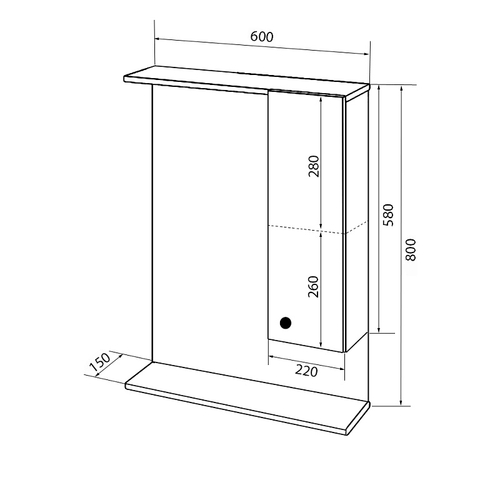 Зеркало-шкаф Loranto Моника 60 600х800х150 без светильника, правостороннее (CS00047790)