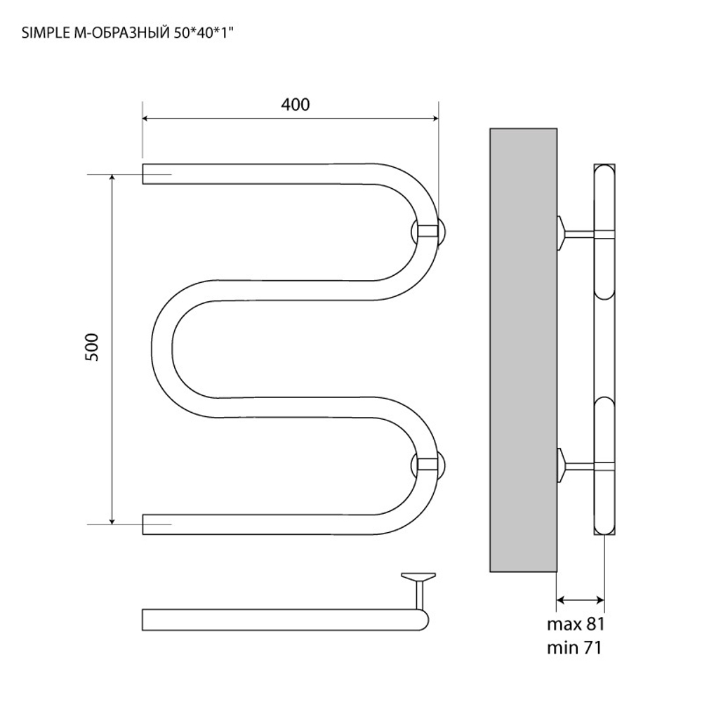 Полотенцесушитель MELODIA Simple 50/40 (MTRSP5040)