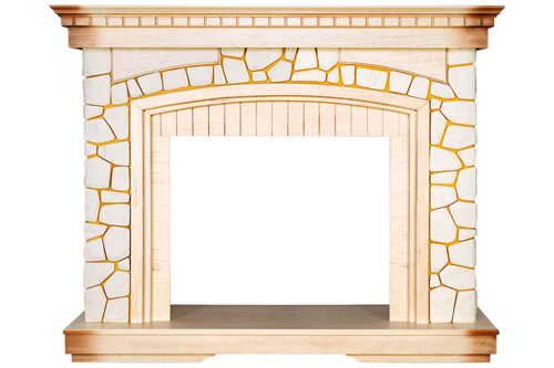 Каминокомплект Glasgow - Слоновая кость с патиной с очагом Jupiter FX New