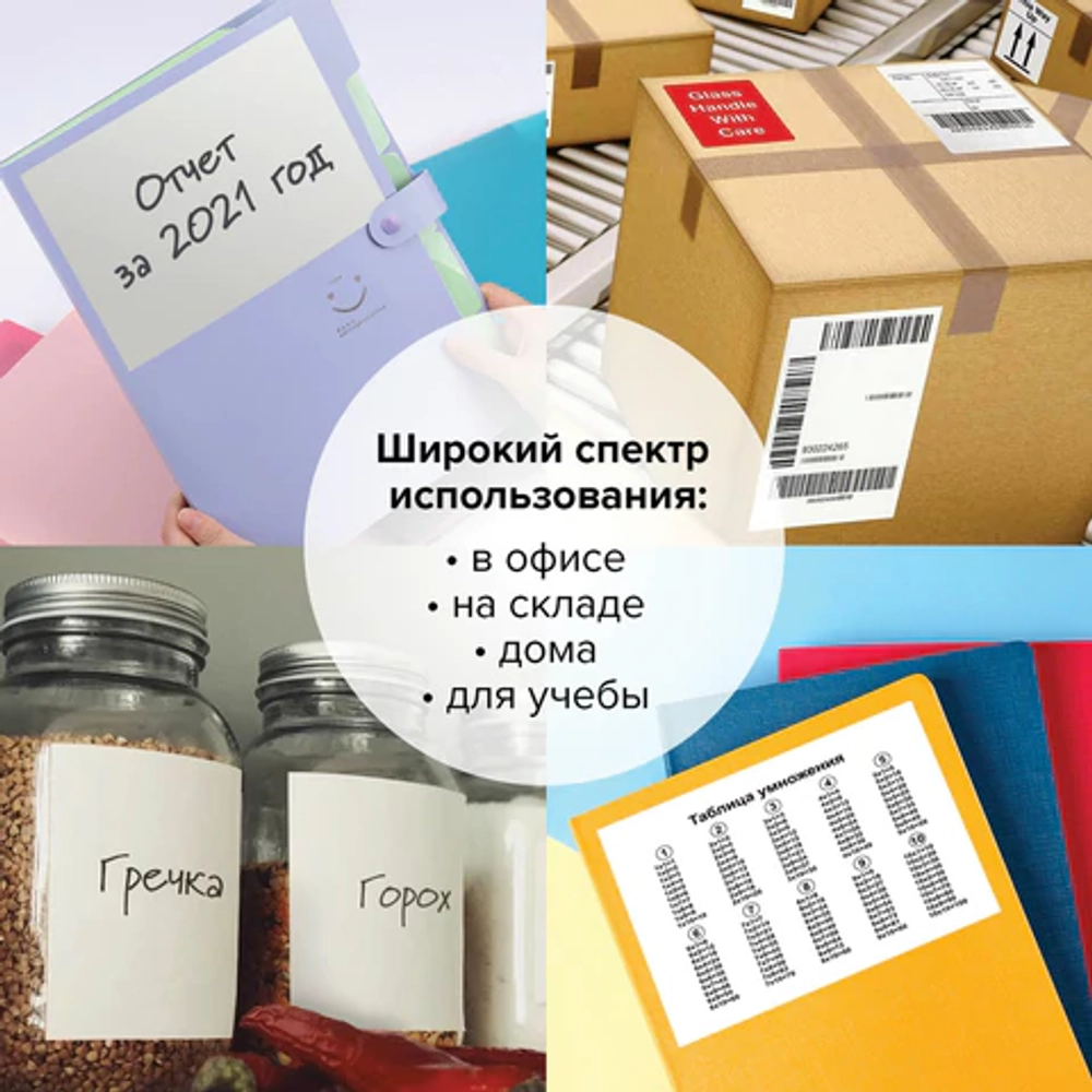 Этикетка самоклеящаяся 210х297 мм, 1 этикетка, белая, 70 г/м2, 100 листов, TANEX