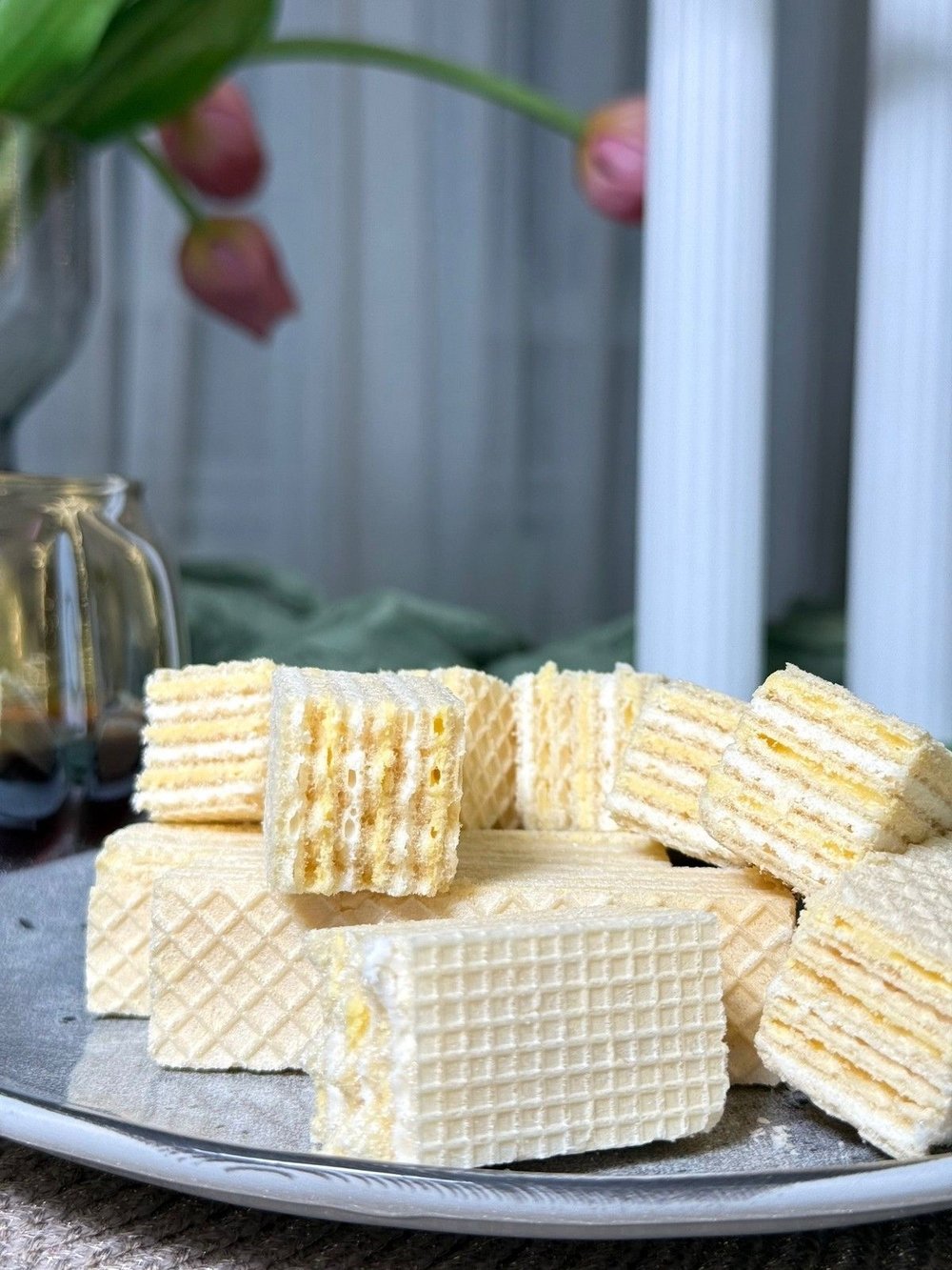 Вафли домашние хрустящие с начинкой с халвой 500гр.