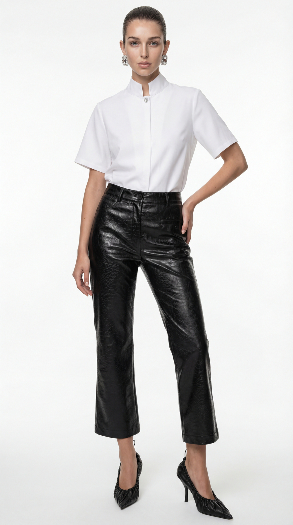 Капри клеш из экокожи