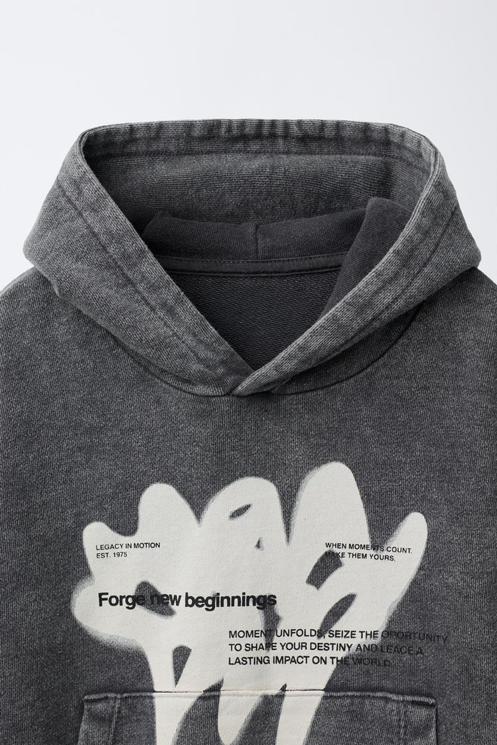 ZARA ТОЛСТОВКА С ДВОЙНЫМ РУКАВОМ И ПРИНТОМ, СЕРЫЙ/БЕЖЕВЫЙ