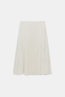 ZARA ПЛИССИРОВАННАЯ ЮБКА МИДИ — ZW COLLECTION, СВЕТЛО-СЕРЫЙ