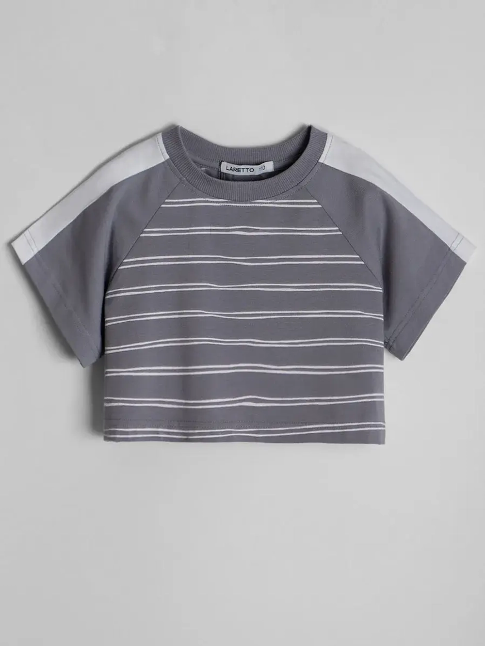 Летний серый костюм для девочки, футболка и кюлоты