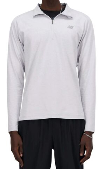 Теннисная футболка New Balance Space Dye 1/4 Zip - athletic grey