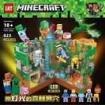 Конструктор Майнкрафт, LKT Minecraft 123-223 "Лесная пещера с LED подсветкой" 823 деталей