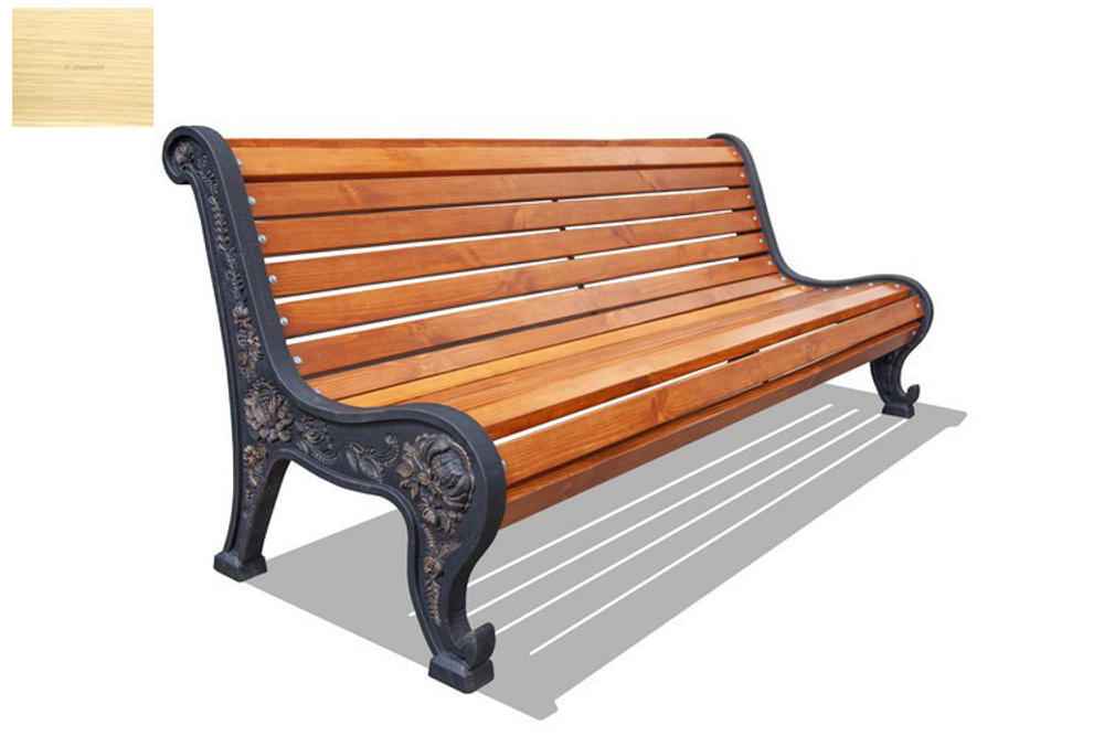 Скамейка "Новый парк" без подлокотников, лиственница 0,6м, брус 30х60мм, лак