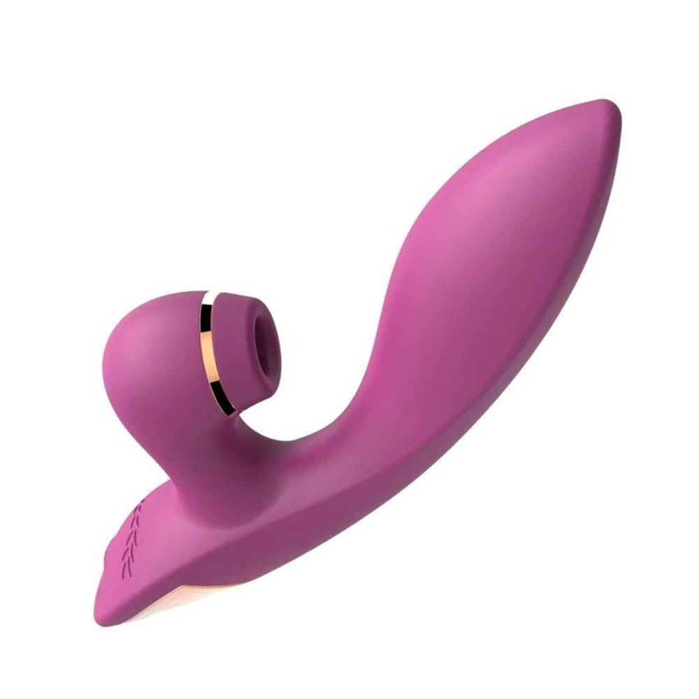 Сливовый вибратор-кролик с вакуумной стимуляцией 5’’ Silicone Suction Kiss - 20,3 см.