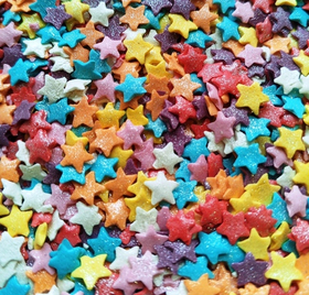 Посыпка звезды разноцветные с блеском 100 гр