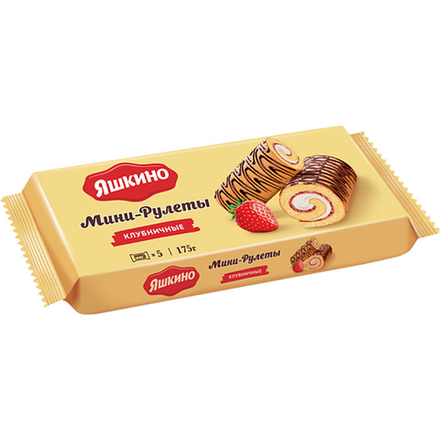 Мини-рулеты бисквитные Яшкино клубничные 175 гр
