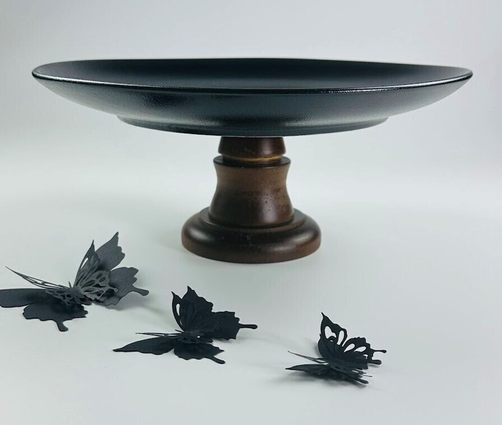 Lenardi 235-051 Тортовница 27см на ножке BLACKWOOD в под.уп.(х6)Фарфор