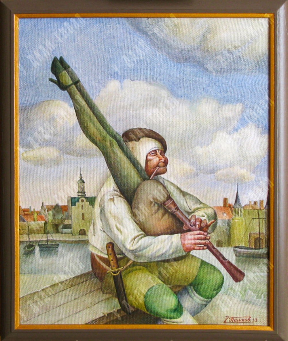 Пешков Р. В. Волынщик. Холст, масло. Москва, 2013 г.