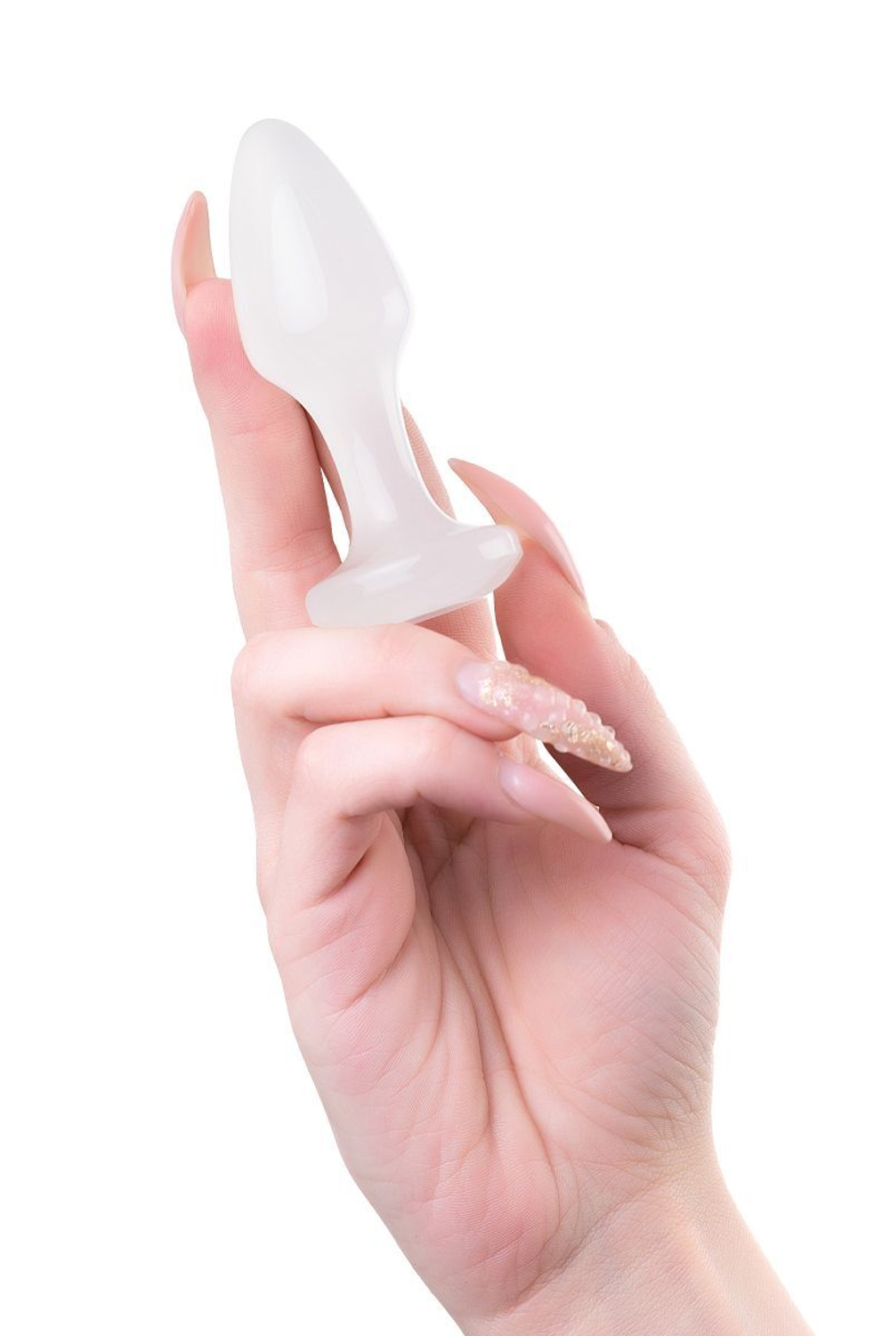 Белая акриловая анальная втулка - 8 см. (Цвет: белый)