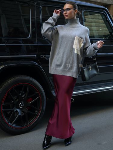 Бордовая шелковая юбка-макси Easy