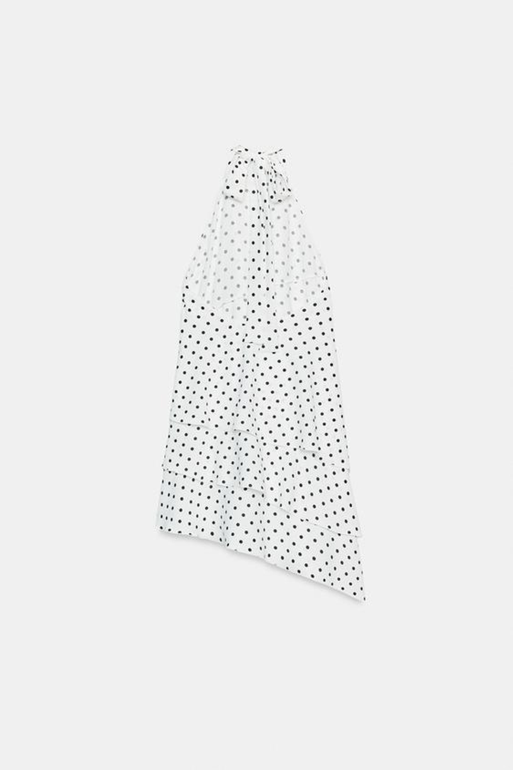 ZARA ПЛАТЬЕ ХАЛТЕР В ГОРОШЕК, БЕЛЫЙ/ЧЕРНЫЙ
