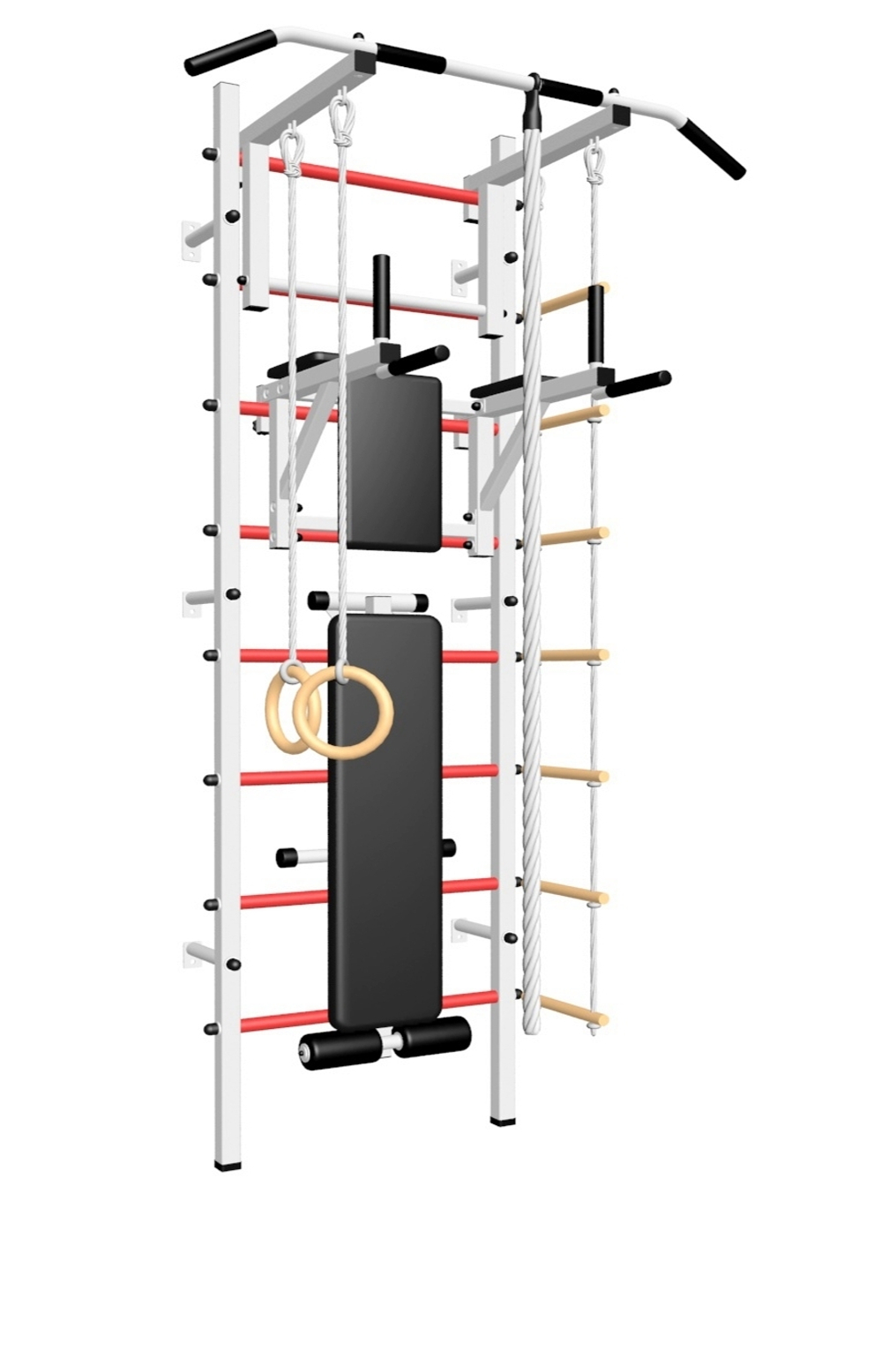 Шведская стенка Sv Sport усиленная 606 (Турник стандарт/Брусья/Скамья/Канат/Kольца/Лестница)