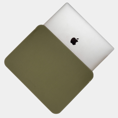 Чехол для MacBook 13-14-15' и документов из кожи теленка зеленого цвета