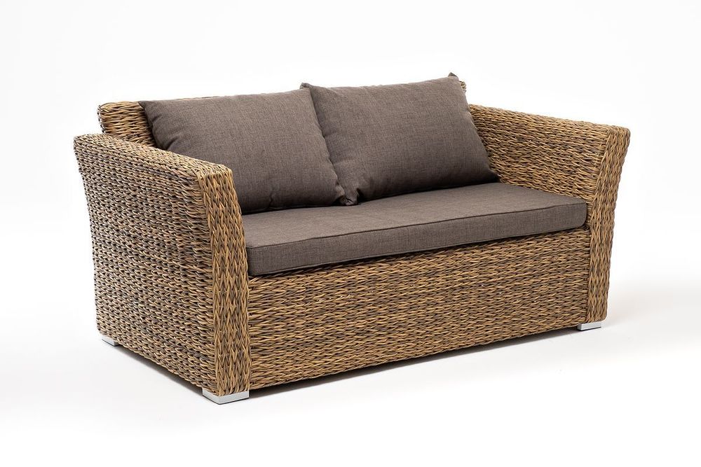 "Капучино" диван из искусственного ротанга (гиацинт) двухместный, цвет соломенный