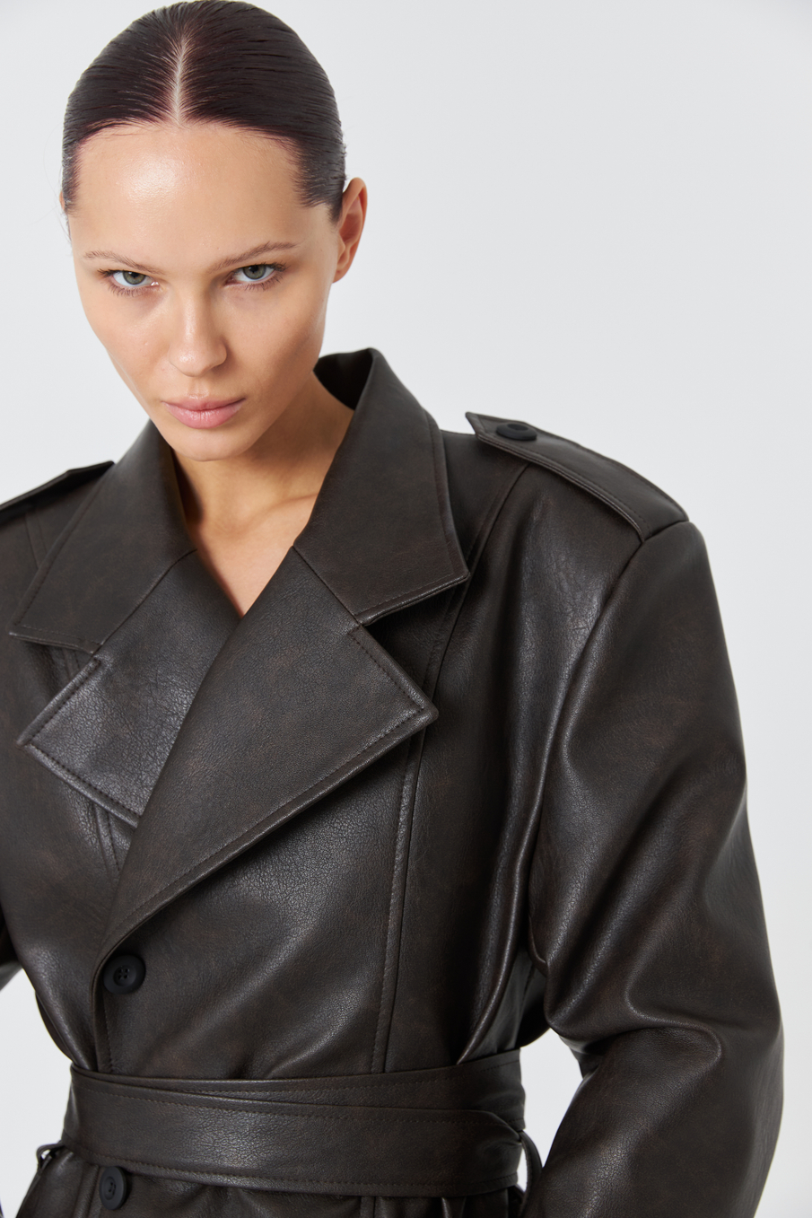 Тренч из эко-кожи "Brown"