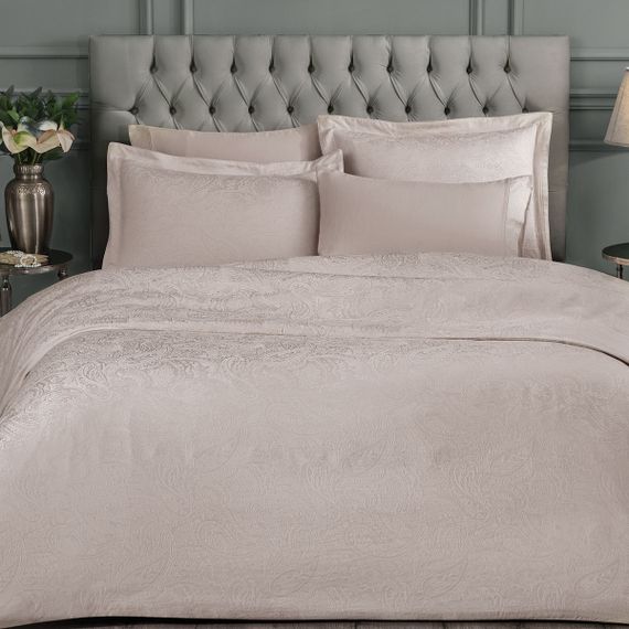 Постельное белье Avelina бежевое жаккард deluxe TIVOLYO HOME Турция