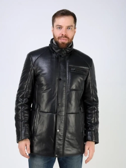 Куртка зимняя кожаная с капюшоном пуховик