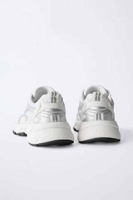 ZARA СПОРТИВНЫЕ КРОССОВКИ С СЕТКОЙ, БЕЛЫЙ