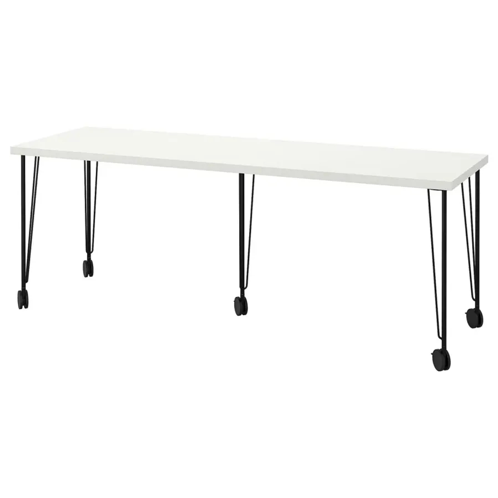 Письменный стол - IKEA LAGKAPTEN/KRILLE, 200х60 см, белый/черный, ЛАГКАПТЕН/КРИЛЛЕ ИКЕА
